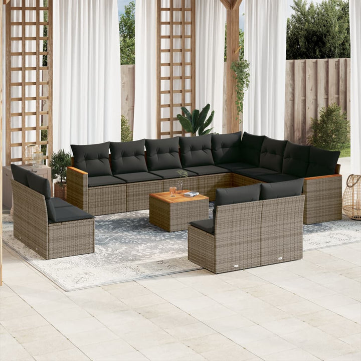 Set Canapele De Grădină, 12 Piese, Cu Perne, Negru, Poliratan