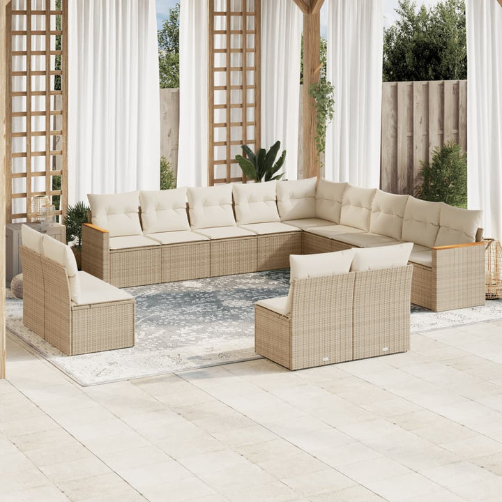 Set Mobilier De Grădină Cu Perne, 13 Piese, Negru, Poliratan