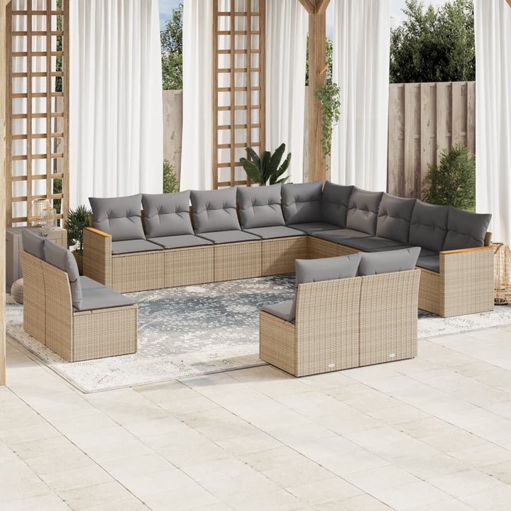 Set Mobilier De Grădină Cu Perne, 13 Piese, Negru, Poliratan