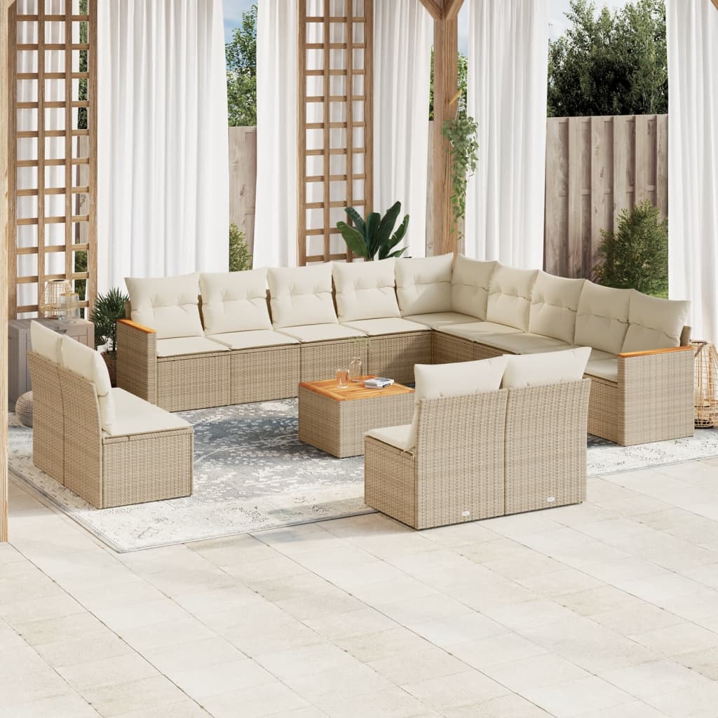 Set Mobilier De Grădină Cu Perne, 13 Piese, Negru, Poliratan