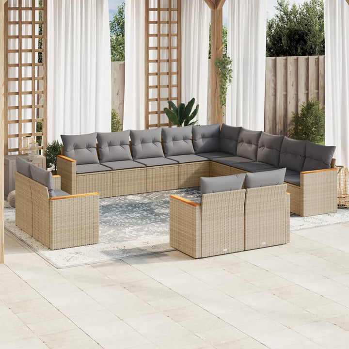Set Mobilier De Grădină Cu Perne, 13 Piese, Negru, Poliratan
