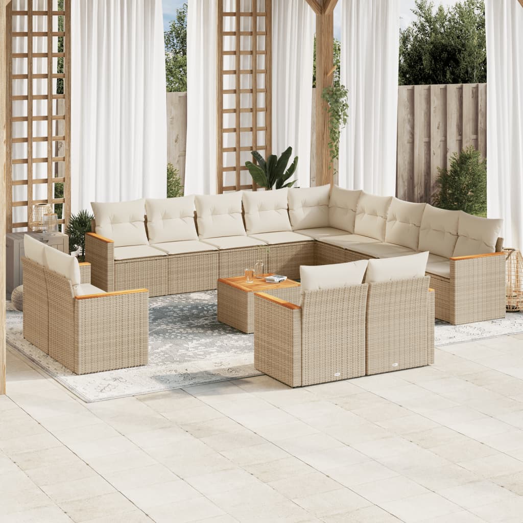 Set Mobilier De Grădină Cu Perne, 13 Piese, Negru, Poliratan