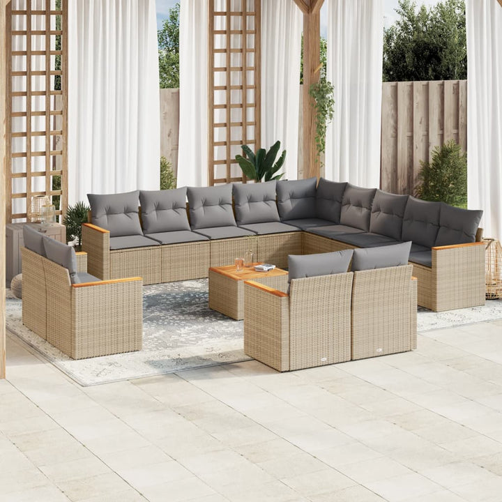 Set Mobilier De Grădină Cu Perne, 13 Piese, Negru, Poliratan