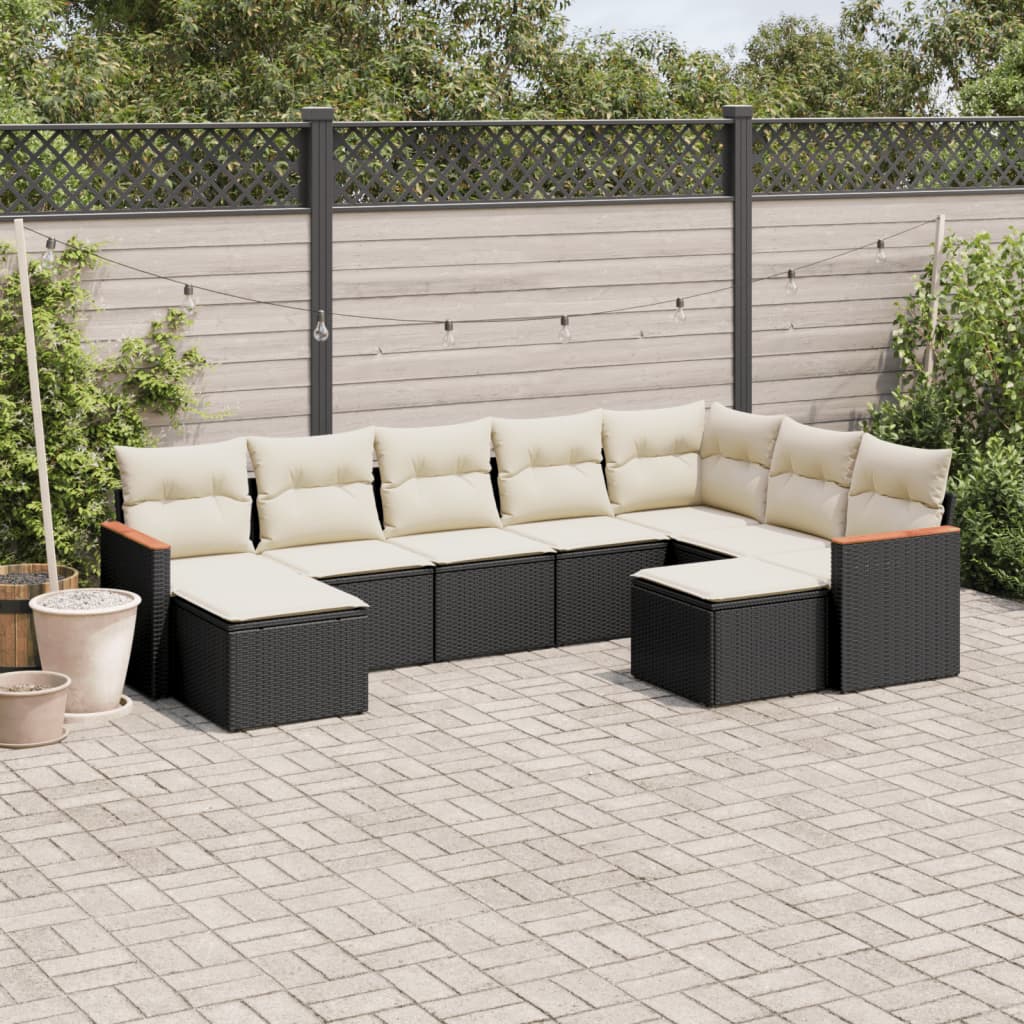 Set Mobilier De Grădină Cu Perne, 10 Piese, , Poliratan