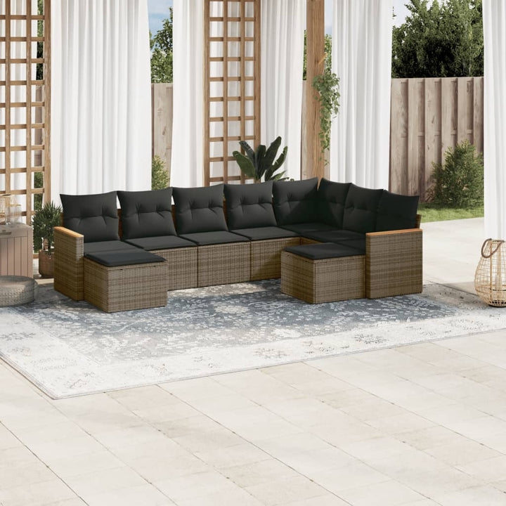Set Mobilier De Grădină Cu Perne, 10 Piese, , Poliratan