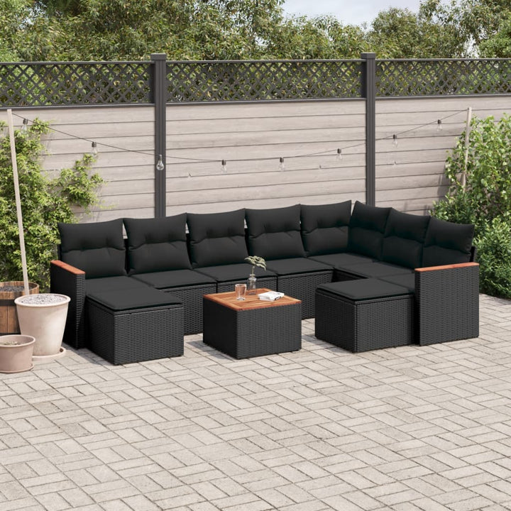 Set Mobilier De Grădină Cu Perne, 10 Piese, , Poliratan