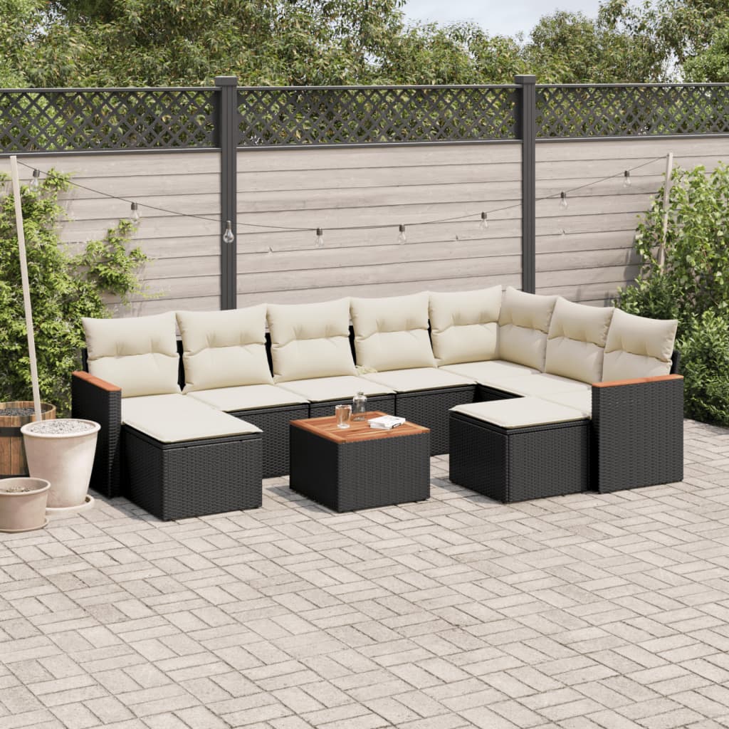 Set Mobilier De Grădină Cu Perne, 10 Piese, , Poliratan