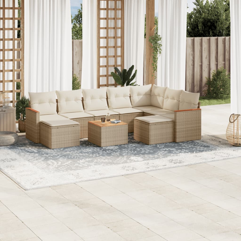 Set Mobilier De Grădină Cu Perne, 10 Piese, , Poliratan