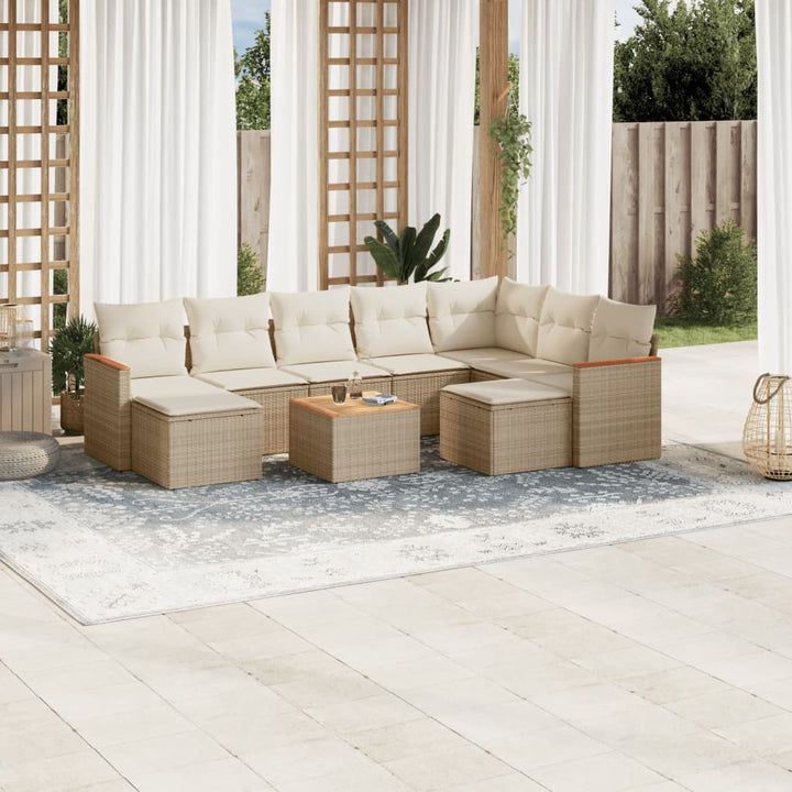 Set Mobilier De Grădină Cu Perne, 10 Piese, , Poliratan