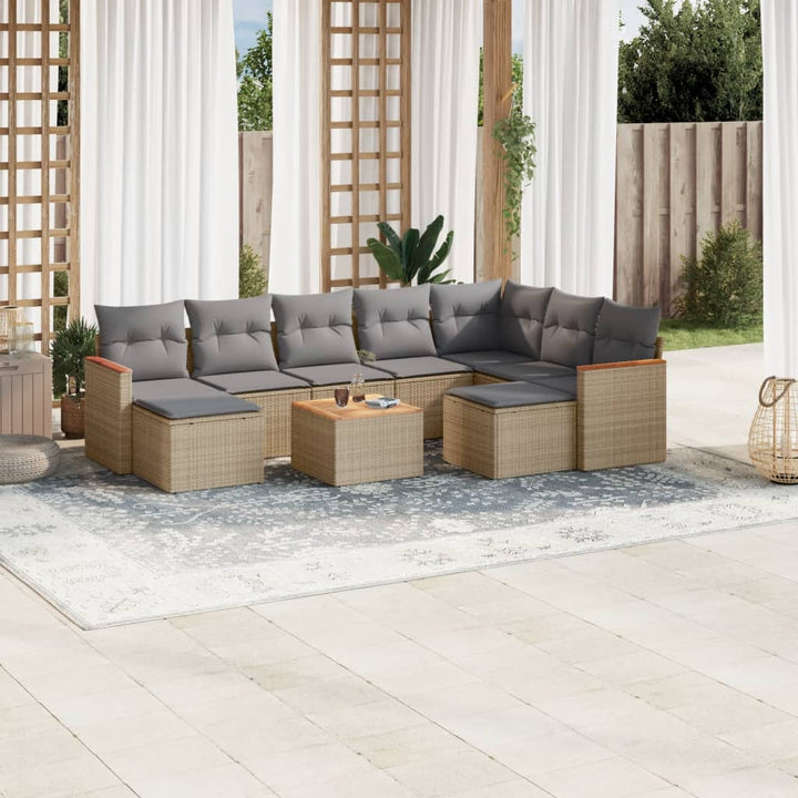 Set Mobilier De Grădină Cu Perne, 10 Piese, , Poliratan
