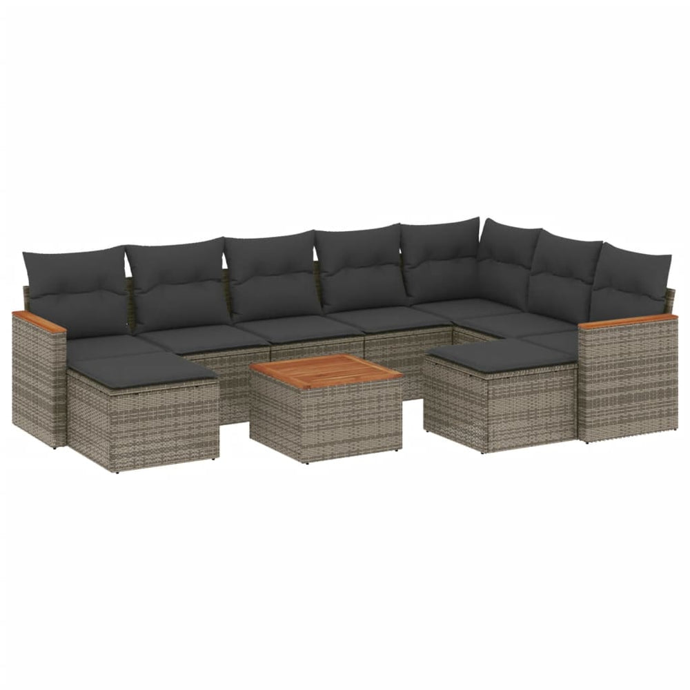Set Mobilier De Grădină Cu Perne, 10 Piese, , Poliratan