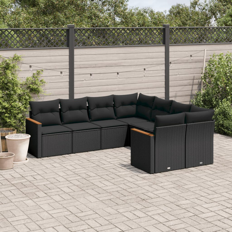 Set Mobilier De Grădină Cu Perne, 8 Piese, , Poliratan