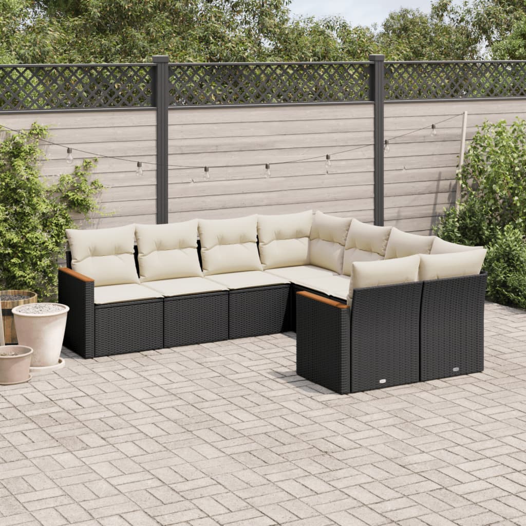 Set Mobilier De Grădină Cu Perne, 8 Piese, , Poliratan