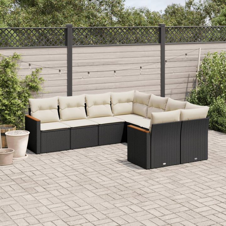 Set Mobilier De Grădină Cu Perne, 8 Piese, , Poliratan