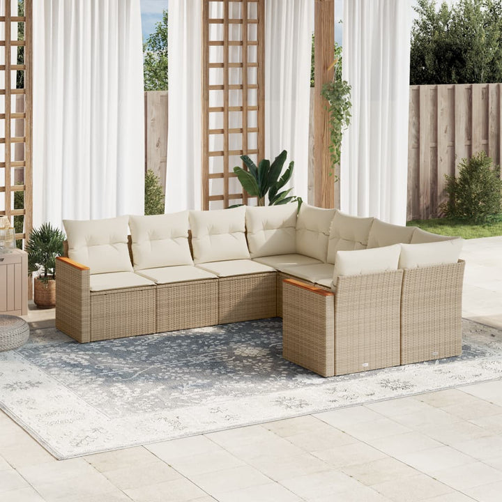 Set Mobilier De Grădină Cu Perne, 8 Piese, , Poliratan