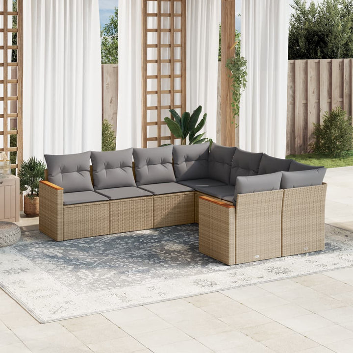 Set Mobilier De Grădină Cu Perne, 8 Piese, , Poliratan