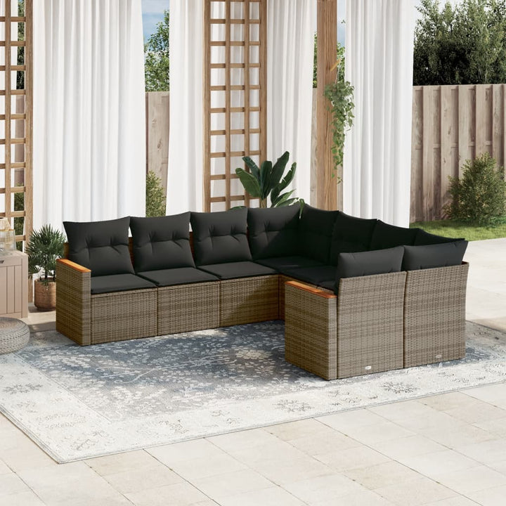 Set Mobilier De Grădină Cu Perne, 8 Piese, , Poliratan