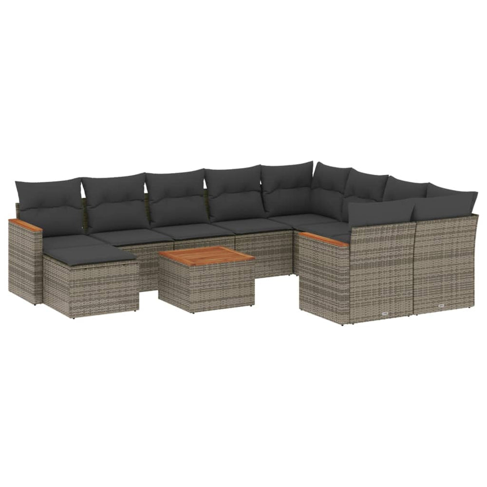 Set Canapele De Grădină Cu Perne, 11 Piese, , Poliratan