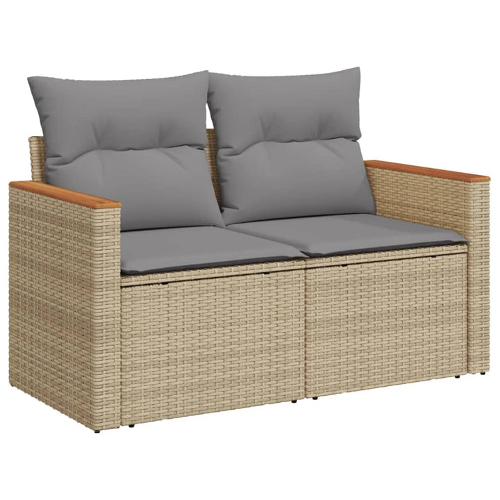 Set Canapele De Grădină, 11 Piese, Cu Perne, Bej, Poliratan