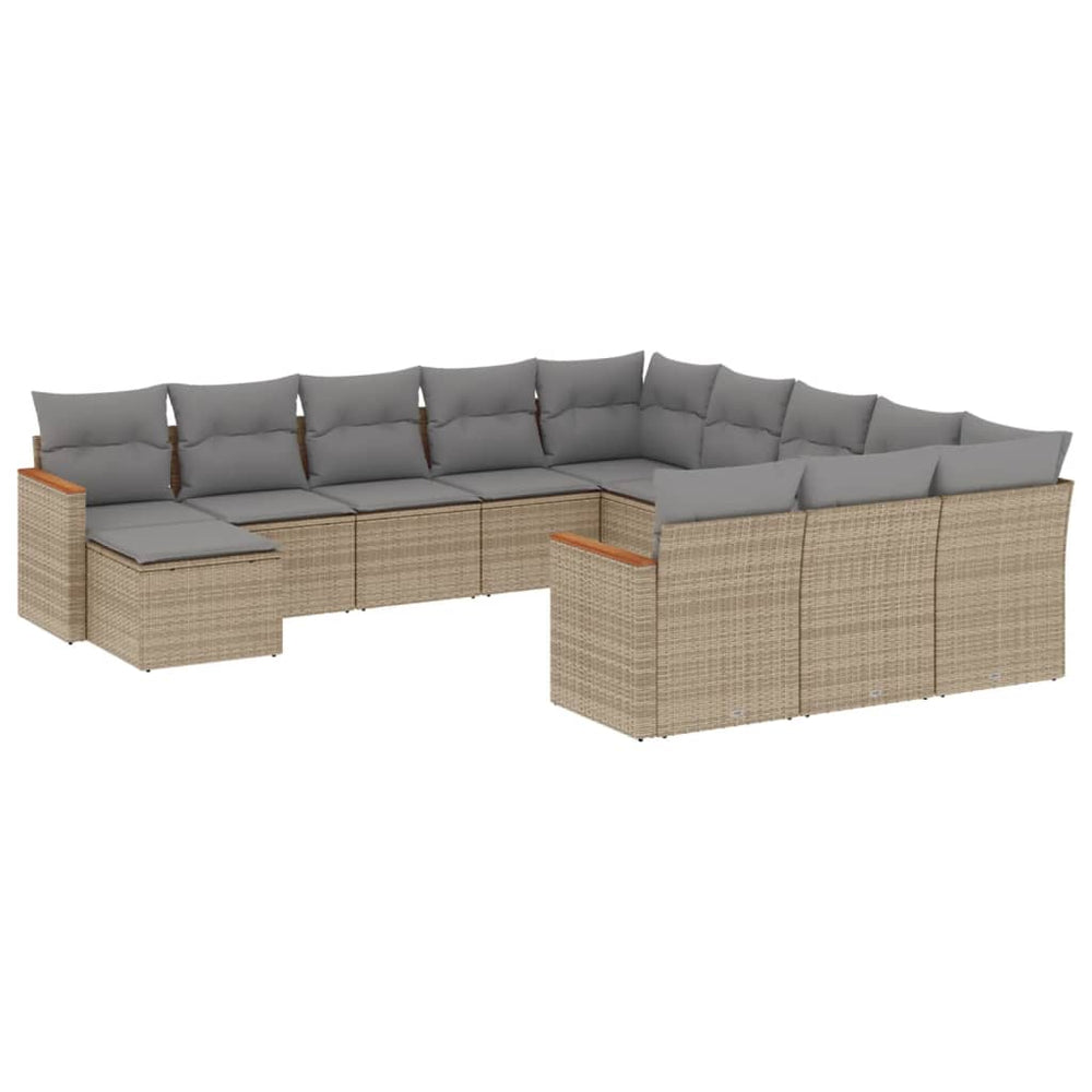 Set Canapele De Grădină, 12 Piese, Cu Perne, Bej, Poliratan