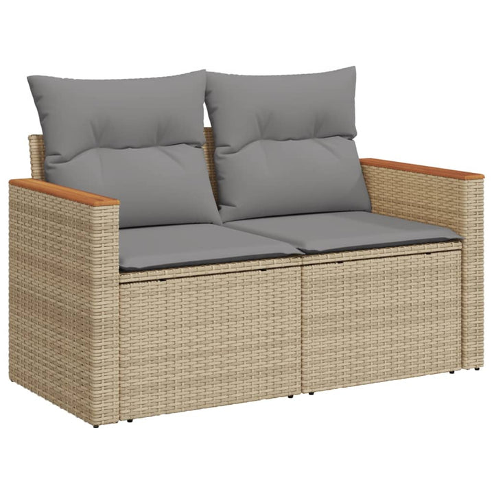 Set Canapele De Grădină, 12 Piese, Cu Perne, Bej, Poliratan