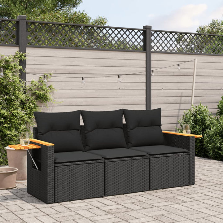 Set Canapele De Grădină, 3 Piese, Cu Perne, Bej, Poliratan