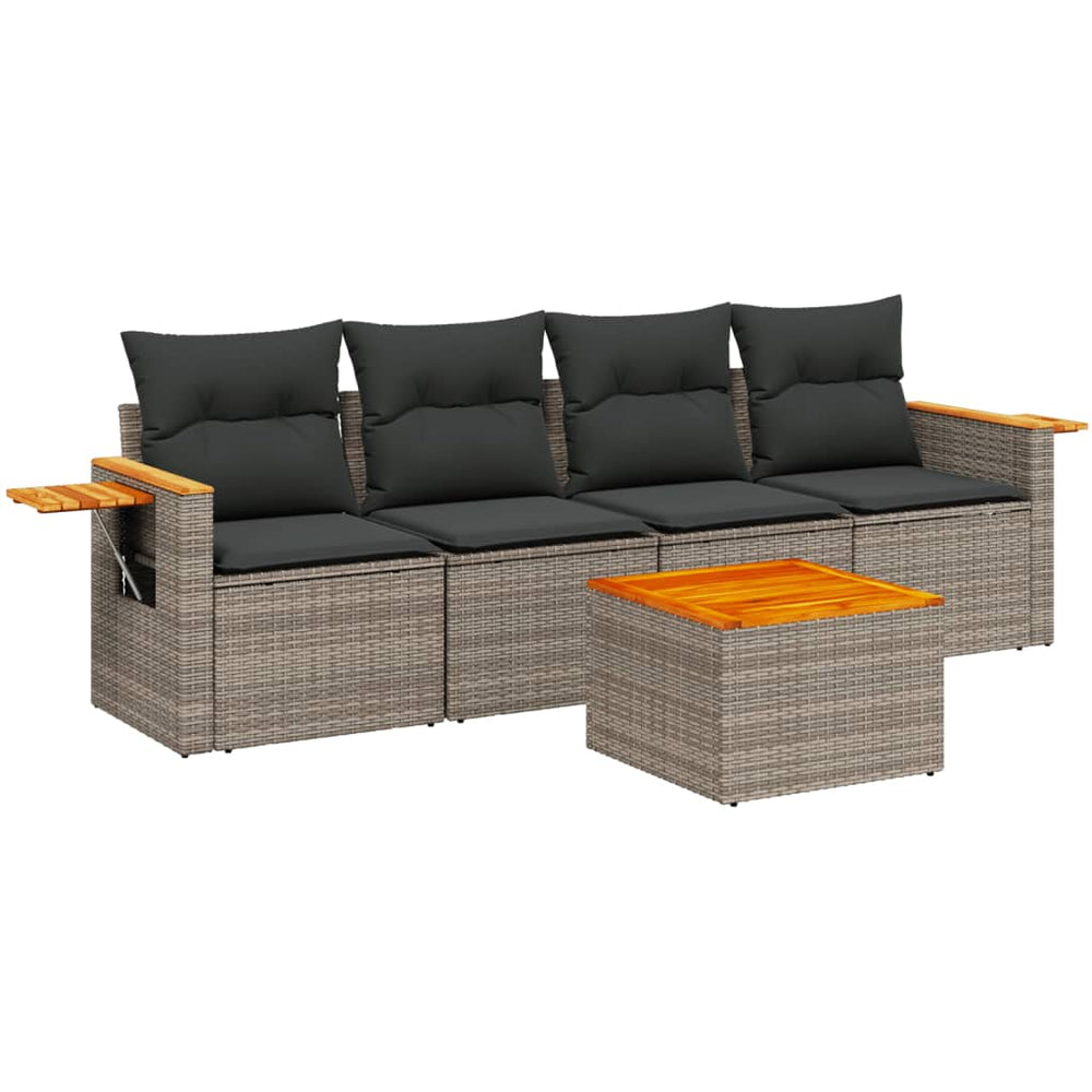 Set Canapea De Grădină Cu Perne, 5 Piese, , Poliratan