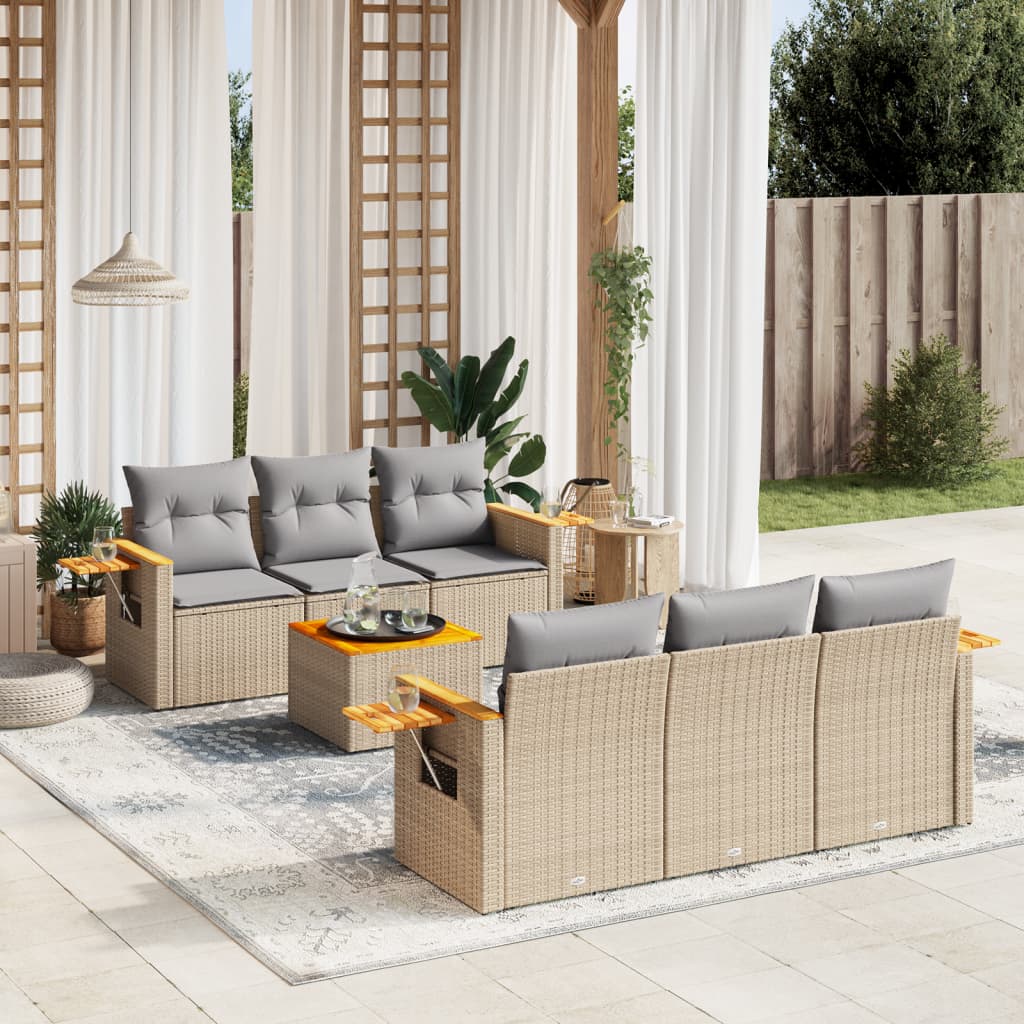 Set Canapele De Grădină, 7 Piese, Cu Perne, , Poliratan