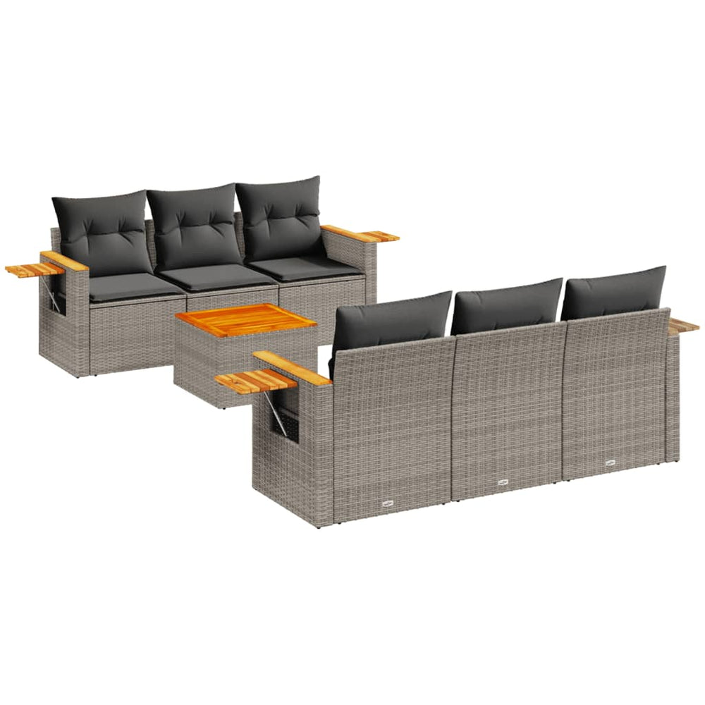 Set Canapele De Grădină, 7 Piese, Cu Perne, , Poliratan