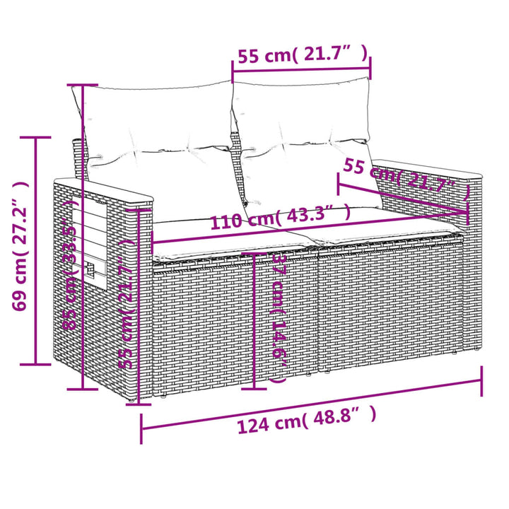 Set Canapele De Grădină, 7 Piese, Cu Perne, , Poliratan