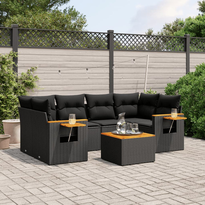 Set Canapele De Grădină, 7 Piese, Cu Perne, , Poliratan