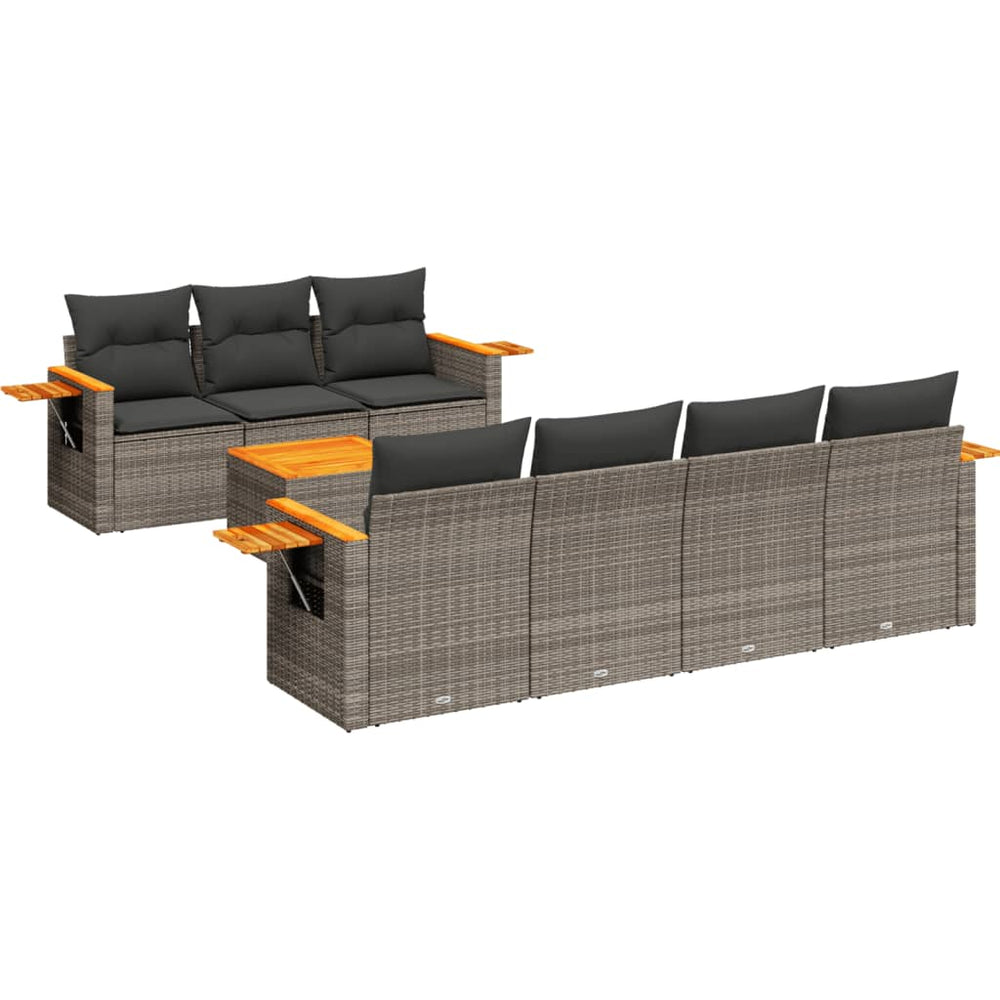 Set Canapele De Grădină Cu Perne, 8 Piese, , Poliratan
