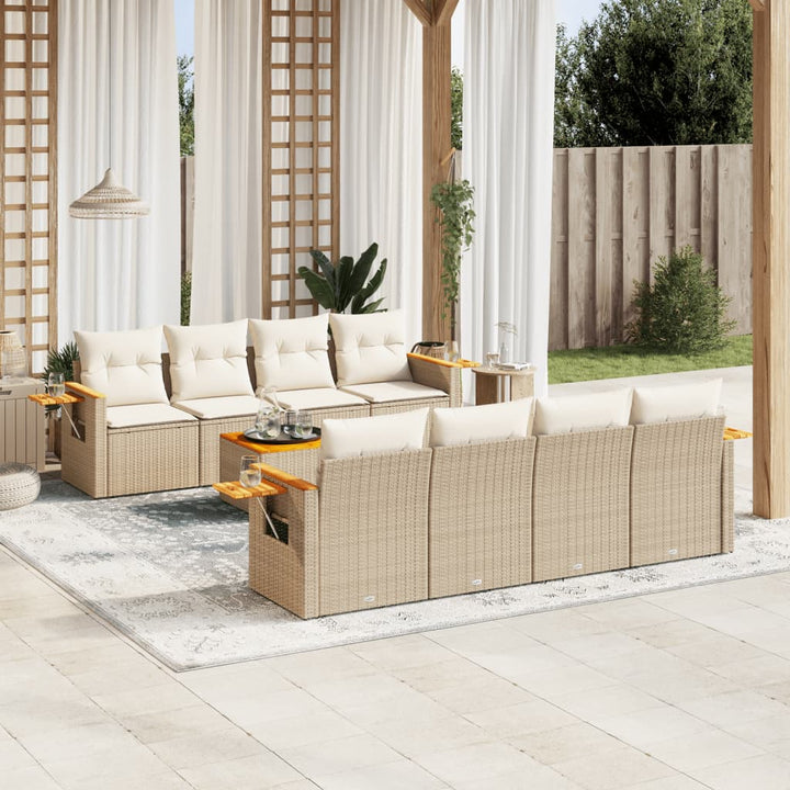 Set Canapele De Grădină, 9 Piese, Cu Perne, , Poliratan