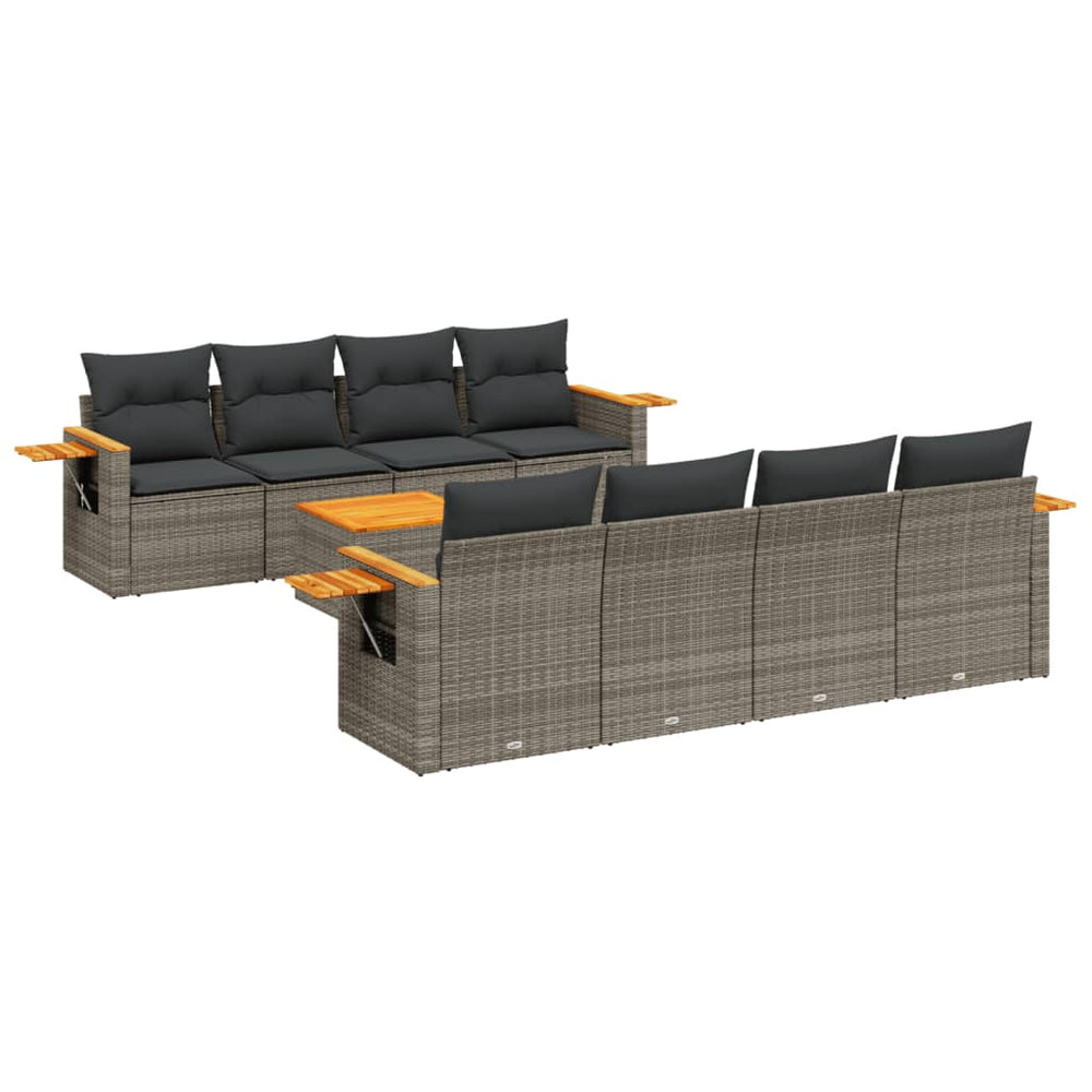 Set Canapele De Grădină, 9 Piese, Cu Perne, , Poliratan