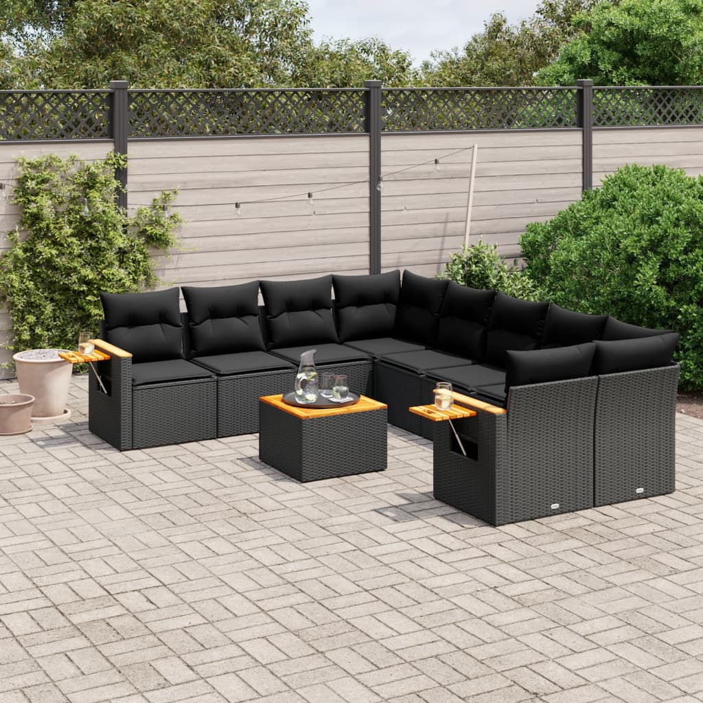 Set Canapele De Grădină, 9 Piese, Cu Perne, , Poliratan