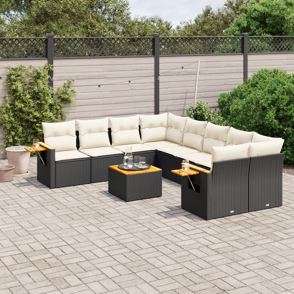 Set Canapele De Grădină, 9 Piese, Cu Perne, , Poliratan