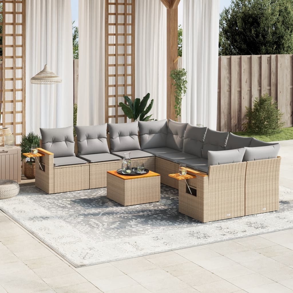 Set Canapele De Grădină, 9 Piese, Cu Perne, , Poliratan