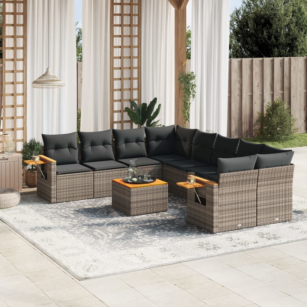 Set Canapele De Grădină, 9 Piese, Cu Perne, , Poliratan