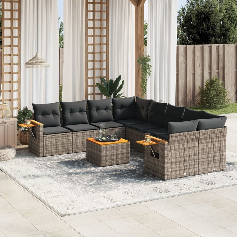 Set Canapele De Grădină, 9 Piese, Cu Perne, , Poliratan
