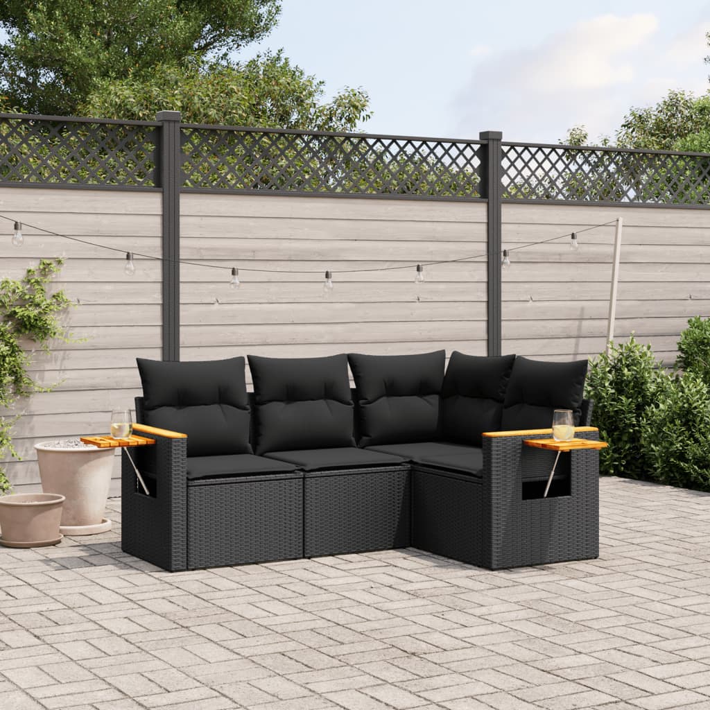 Set Mobilier De Grădină Cu Perne, 4 Piese, , Poliratan