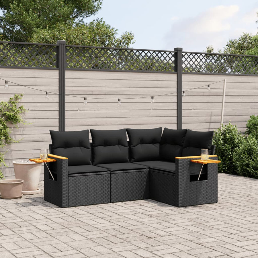 Set Mobilier De Grădină Cu Perne, 4 Piese, , Poliratan