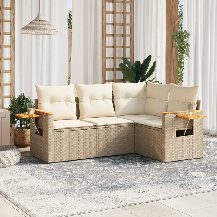 Set Mobilier De Grădină Cu Perne, 4 Piese, , Poliratan