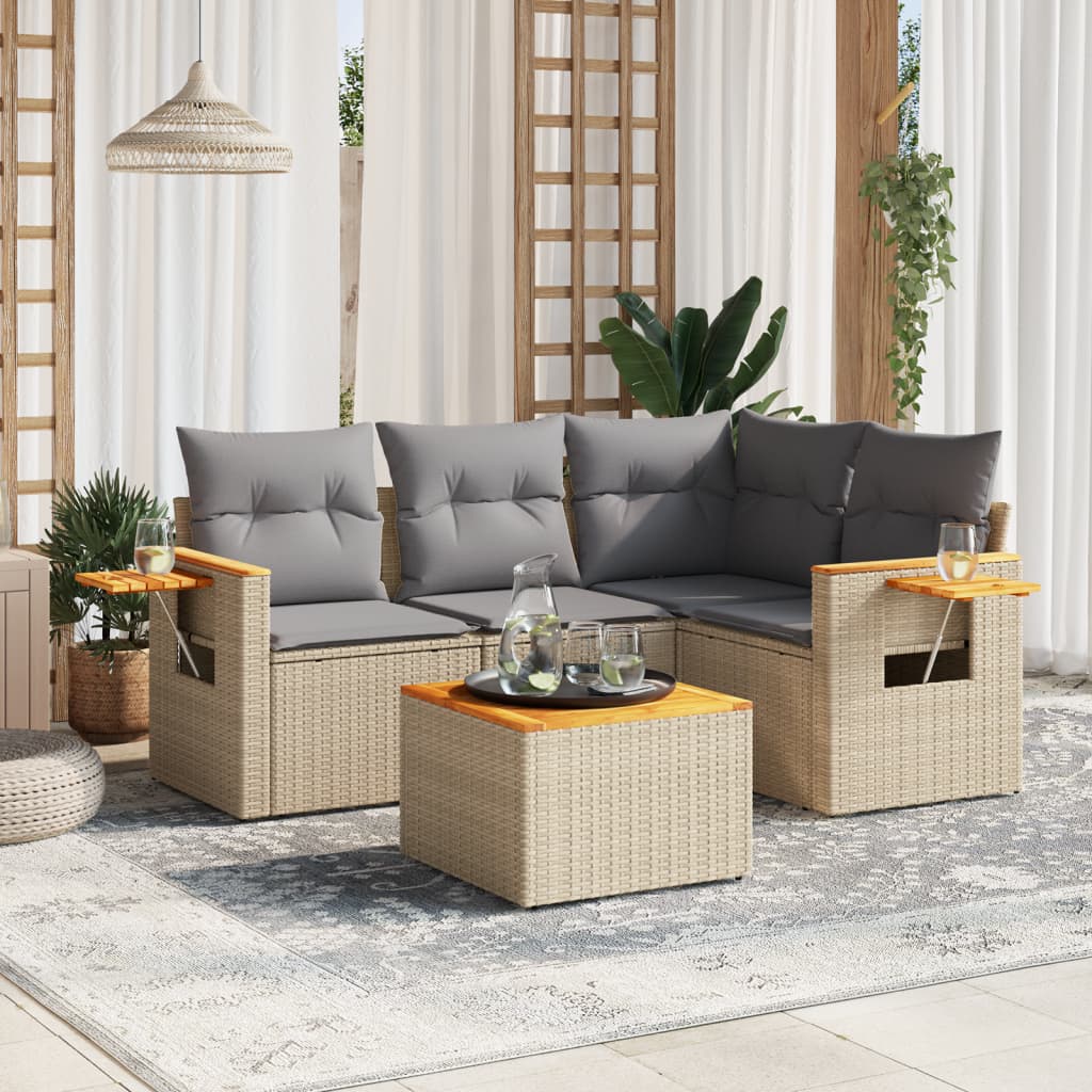 Set Mobilier De Grădină Cu Perne, 4 Piese, , Poliratan