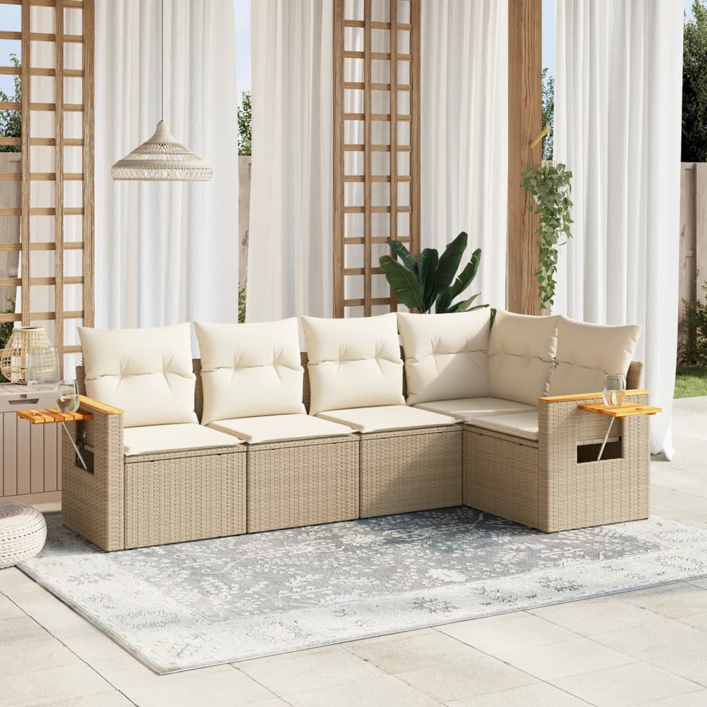 Set Mobilier De Grădină Cu Perne, 6 Piese, , Poliratan