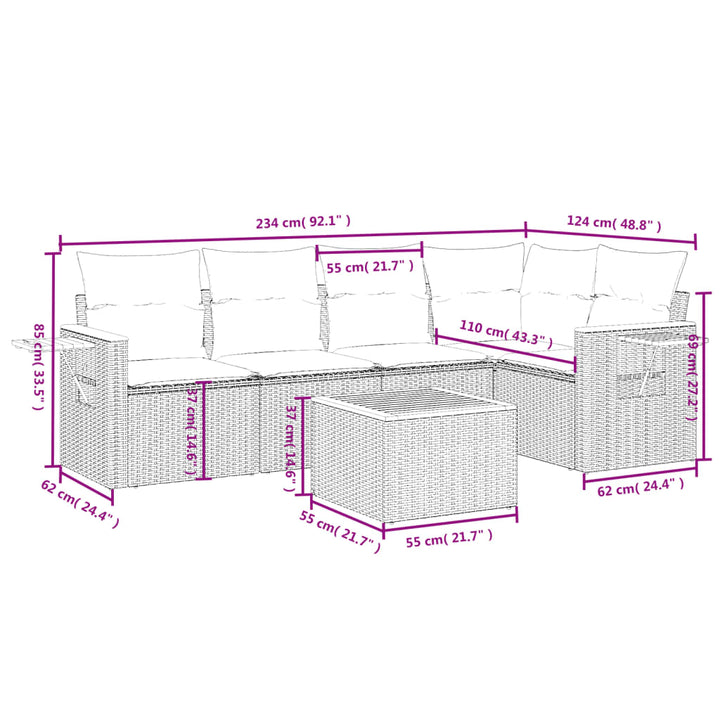 Set Mobilier De Grădină Cu Perne, 6 Piese, , Poliratan