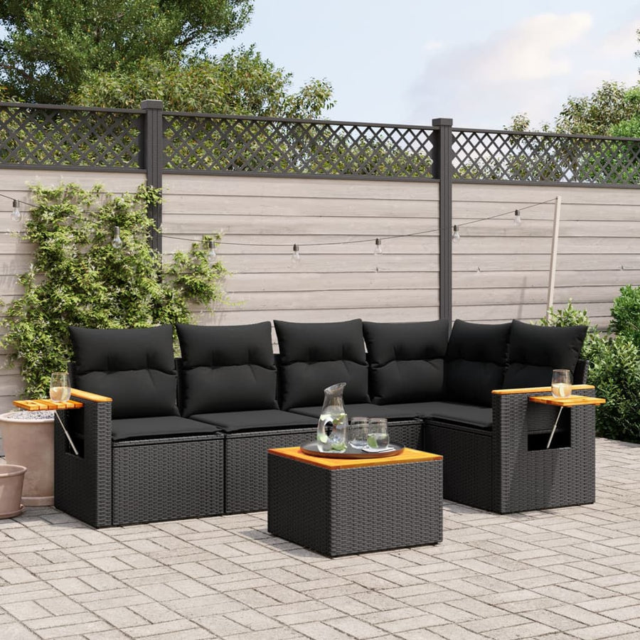 Set Mobilier De Grădină Cu Perne, 6 Piese, , Poliratan