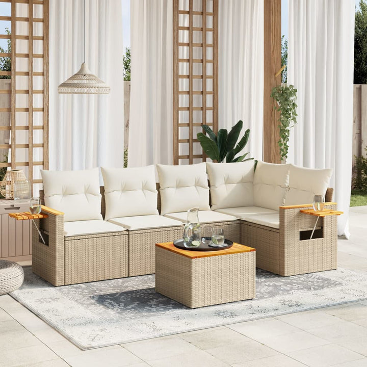 Set Mobilier De Grădină Cu Perne, 6 Piese, , Poliratan