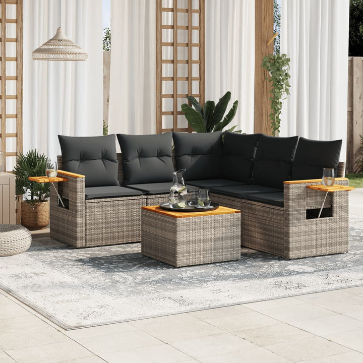 Set Canapea De Grădină Cu Perne, 5 Piese, , Poliratan