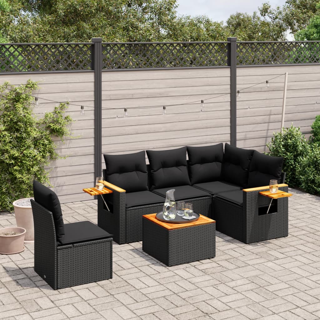 Set Canapele De Grădină Cu Perne, 5 Piese, Bej, Poliratan