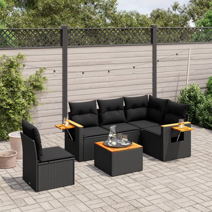 Set Canapele De Grădină Cu Perne, 5 Piese, Bej, Poliratan